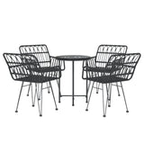 5 Piece Garden Dining Set Black Poly Rattan - Side View