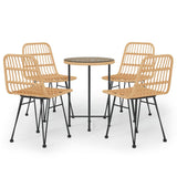 5 Piece Garden Dining Set Poly Rattan - Front View