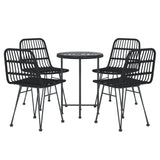 5 Piece Garden Dining Set Black Poly Rattan - Side View