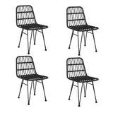 5 Piece Garden Dining Set Black Poly Rattan - Top-Down View