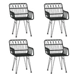 5 Piece Garden Dining Set Black Poly Rattan