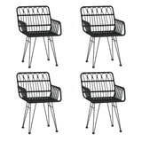 5 Piece Garden Dining Set Black Poly Rattan - Top-Down View