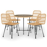 5 Piece Garden Dining Set Poly Rattan - Front View