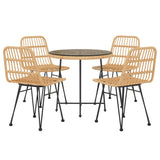 5 Piece Garden Dining Set Poly Rattan - Side View