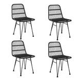 5 Piece Garden Dining Set Black Poly Rattan - Top-Down View