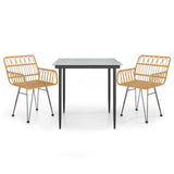 3 Piece Garden Dining Set Poly Rattan