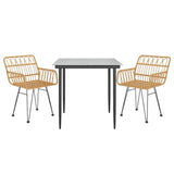3 Piece Garden Dining Set Poly Rattan