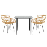 3 Piece Garden Dining Set Poly Rattan - Side View