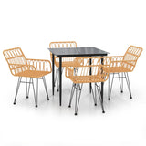 5 Piece Garden Dining Set Poly Rattan - Front View