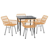 5 Piece Garden Dining Set Poly Rattan - Side View