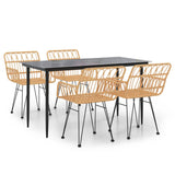 5 Piece Garden Dining Set Poly Rattan - Front View