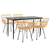 5 Piece Garden Dining Set Poly Rattan - Side View