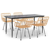 5 Piece Garden Dining Set Poly Rattan - Front View