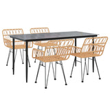 5 Piece Garden Dining Set Poly Rattan - Side View