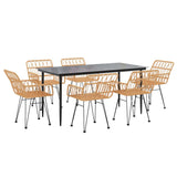 7 Piece Garden Dining Set Poly Rattan - Side View