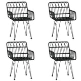 5 Piece Garden Dining Set Black Poly Rattan - Top-Down View