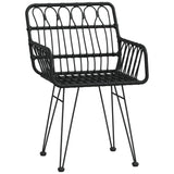 5 Piece Garden Dining Set Black Poly Rattan - 45-Degree Angle