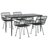 5 Piece Garden Dining Set Black Poly Rattan - Side View