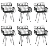 7 Piece Garden Dining Set Black Poly Rattan