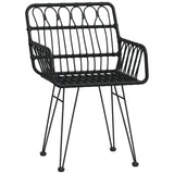 7 Piece Garden Dining Set Black Poly Rattan - 45-Degree Angle