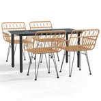 5 Piece Garden Dining Set Poly Rattan