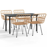 5 Piece Garden Dining Set Poly Rattan - Front View