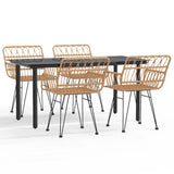 5 Piece Garden Dining Set Poly Rattan - Front View