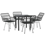 5 Piece Garden Dining Set Black Poly Rattan - Side View
