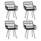 5 Piece Garden Dining Set Black Poly Rattan