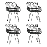 5 Piece Garden Dining Set Black Poly Rattan - Top-Down View