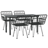 5 Piece Garden Dining Set Black Poly Rattan - Side View