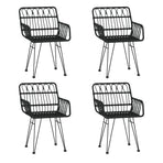 5 Piece Garden Dining Set Black Poly Rattan