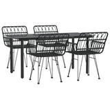 5 Piece Garden Dining Set Black Poly Rattan - Side View