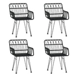 5 Piece Garden Dining Set Black Poly Rattan - Top-Down View