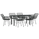 7 Piece Garden Dining Set Black Poly Rattan - Side View