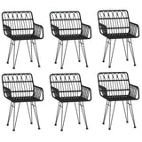 7 Piece Garden Dining Set Black Poly Rattan
