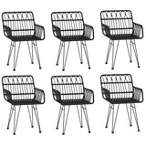 7 Piece Garden Dining Set Black Poly Rattan - Top-Down View