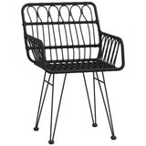 7 Piece Garden Dining Set Black Poly Rattan