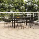 7 Piece Garden Dining Set Black Poly Rattan