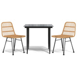 3 Piece Garden Dining Set Poly Rattan