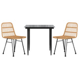3 Piece Garden Dining Set Poly Rattan
