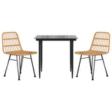 3 Piece Garden Dining Set Poly Rattan - Side View