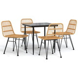 5 Piece Garden Dining Set Poly Rattan - Front View