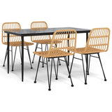 5 Piece Garden Dining Set Poly Rattan - Front View