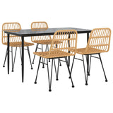 5 Piece Garden Dining Set Poly Rattan - Side View