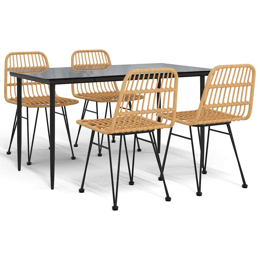5 Piece Garden Dining Set Poly Rattan