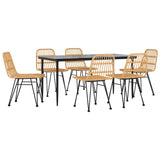 7 Piece Garden Dining Set Poly Rattan