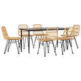 7 Piece Garden Dining Set Poly Rattan - Side View