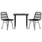 3 Piece Garden Dining Set Black Poly Rattan