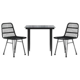 3 Piece Garden Dining Set Black Poly Rattan - Side View